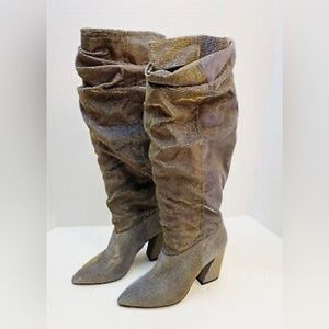 Keneth Cole gold glitter slouch boots vintage size 9.5 vintage